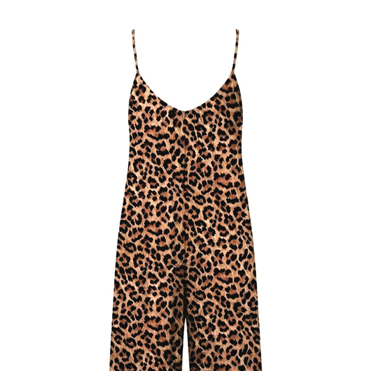 Leopard print jumpsuit on a white background
