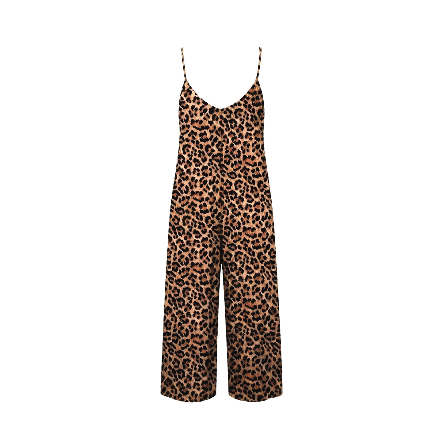 Leopard print jumpsuit on a white background