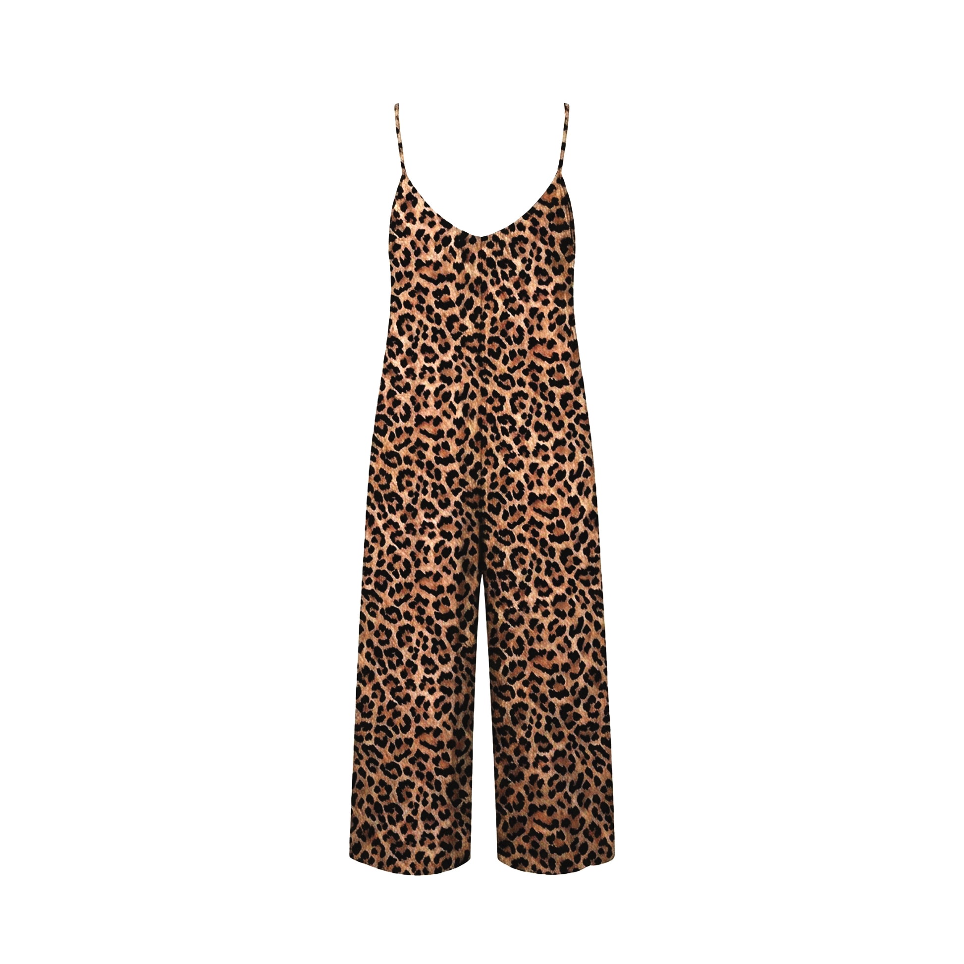 Leopard print jumpsuit on a white background