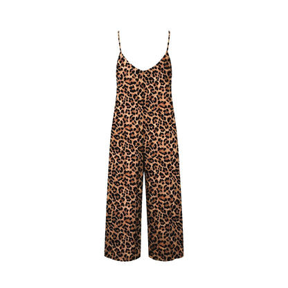 Leopard print jumpsuit on a white background