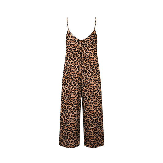 Leopard print jumpsuit on a white background