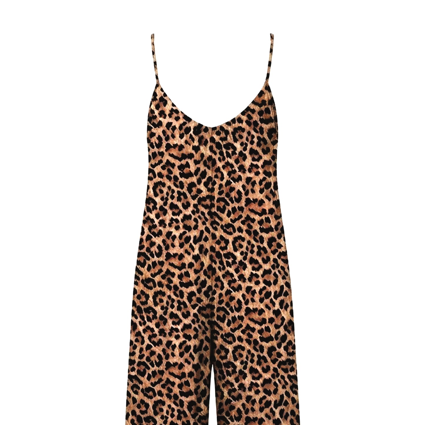 Leopard print jumpsuit on a white background