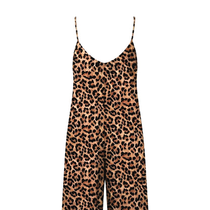 Leopard print jumpsuit on a white background