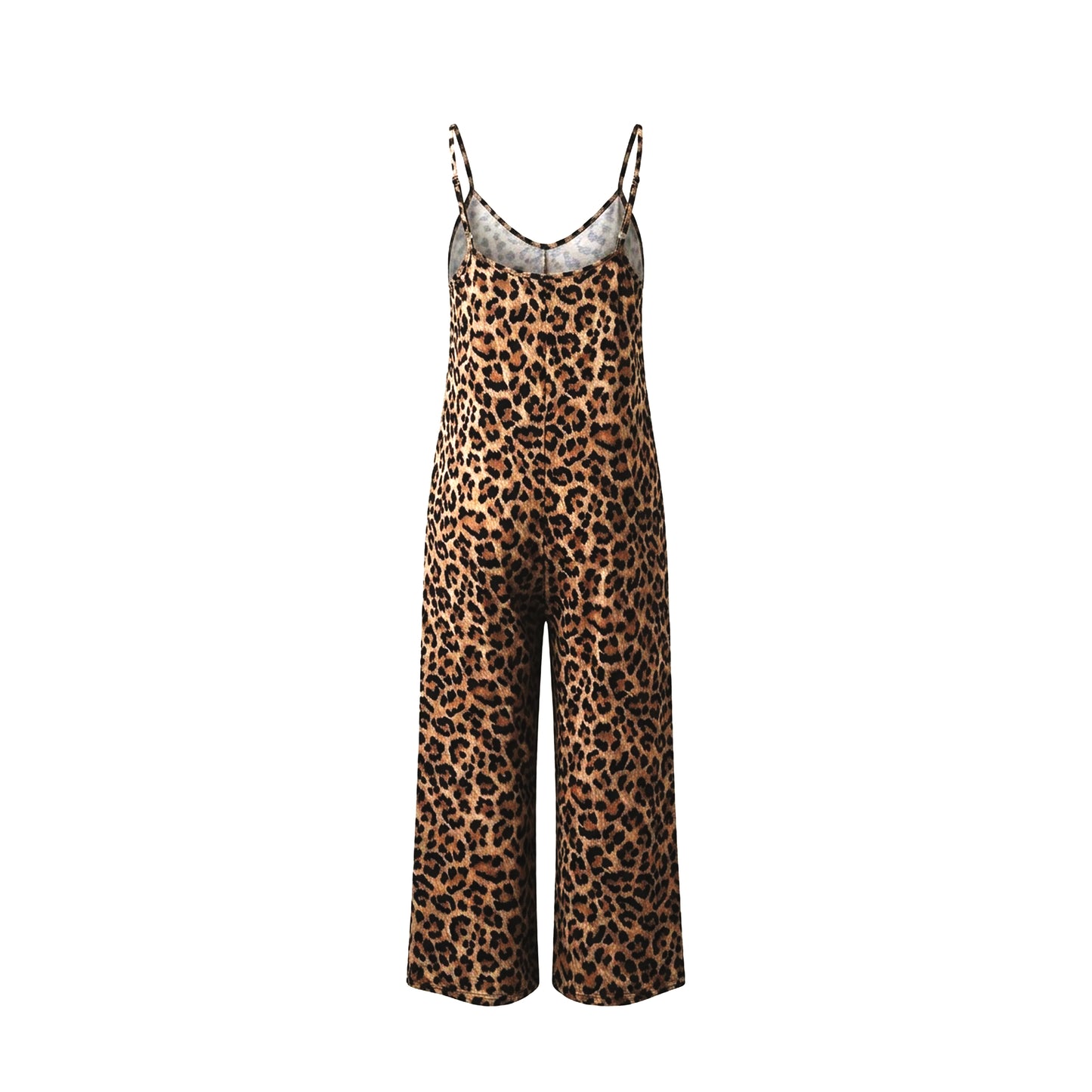 Leopard print jumpsuit on a white background
